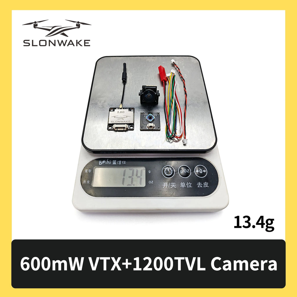SLONWAKE 5.8G 600mW 7-24V FPV Video Transmitter & Camera Kit, 160° Wide Angle, Compatible with RC Cars & FPV Fixed-Wing Drones