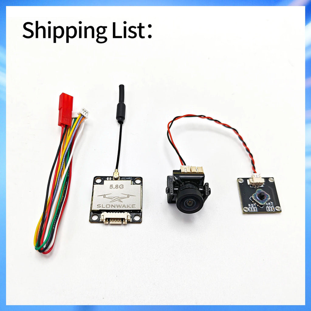 SLONWAKE 5.8G 600mW 7-24V FPV Video Transmitter & Camera Kit, 160° Wide Angle, Compatible with RC Cars & FPV Fixed-Wing Drones
